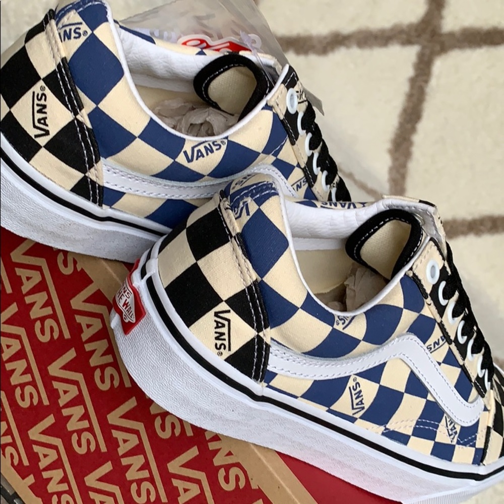 •VANS OLD SKOOL BIG CHECK black/navy women’s - Picture 15 of 16